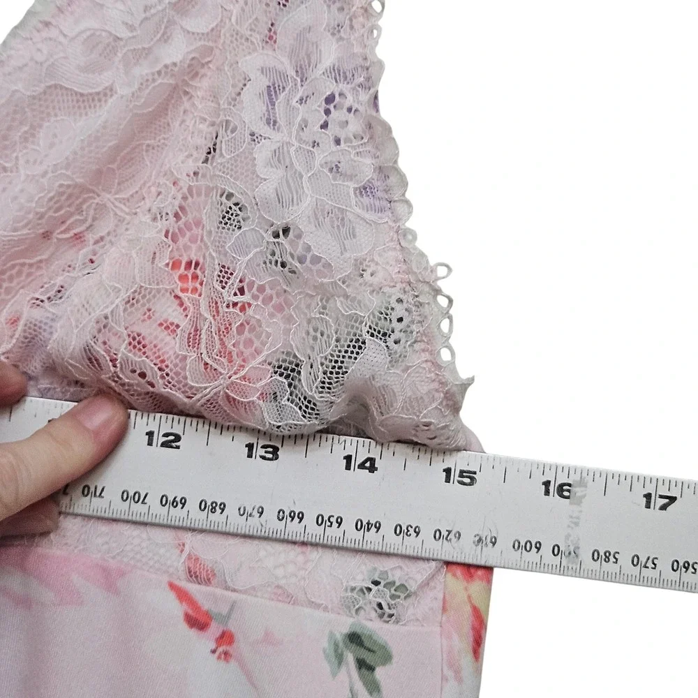 Flora Nikrooz Nightgown Womens Small Pink Floral Lace Trim Romantic Sleepwear‎